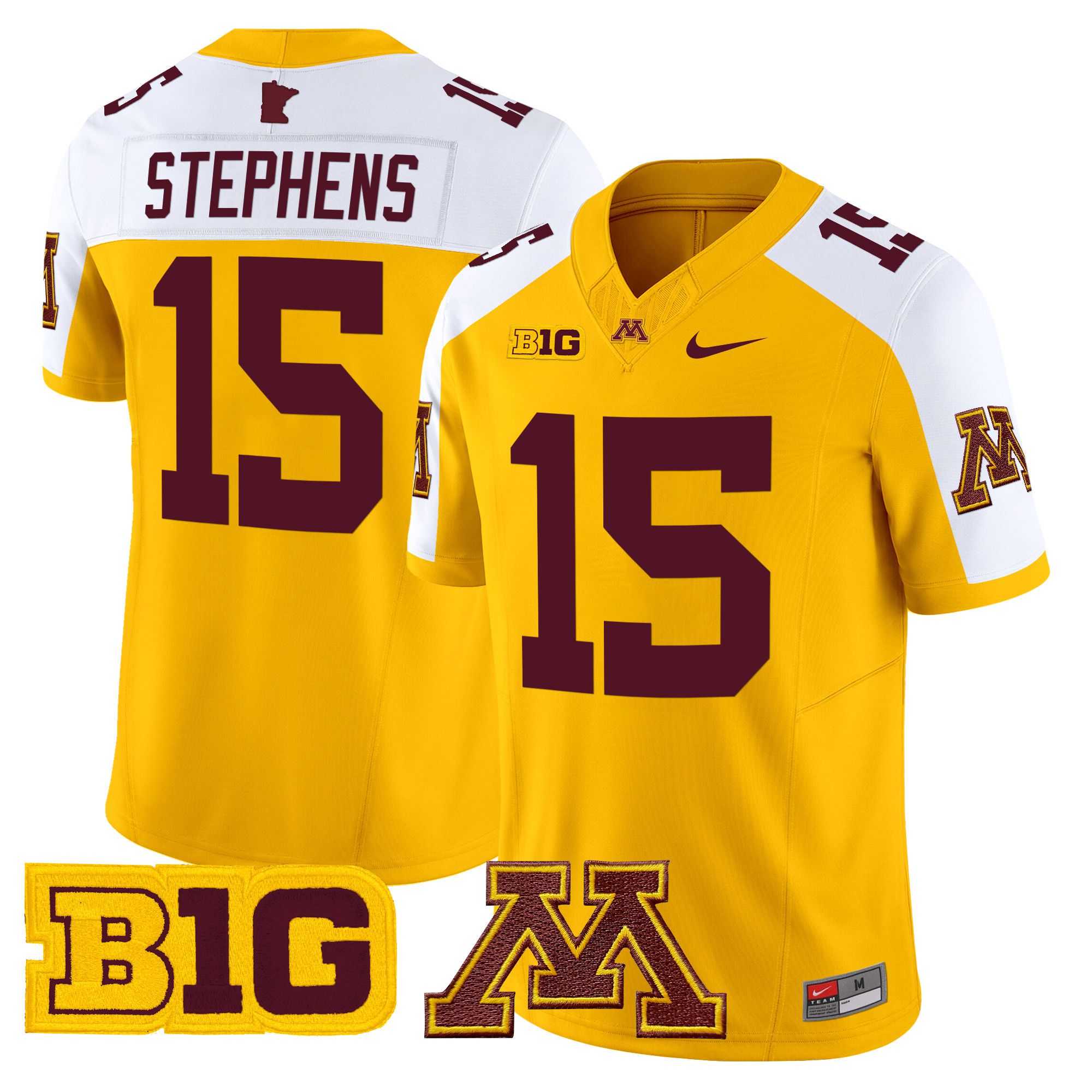 Men Minnesota Golden Gophers 15 Stephens Yellow Nike 2024 Vapor Limited NCAA Jersey